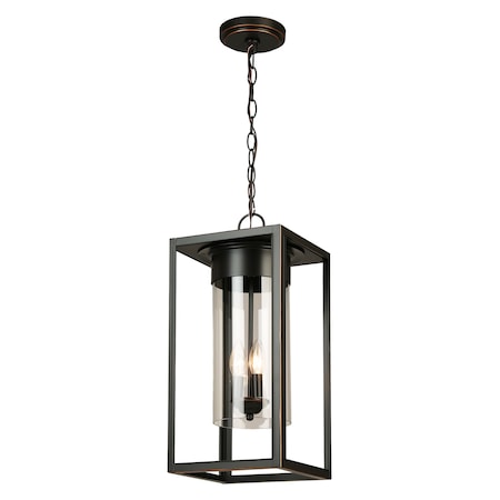 3 Lights Outdoor Pendant W/ Oil Rubbed Bronze Finish & Clear Glass